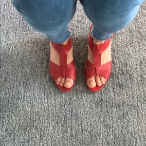 Red wedge sandals